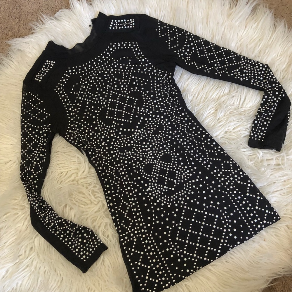Beaded long sleeve dress